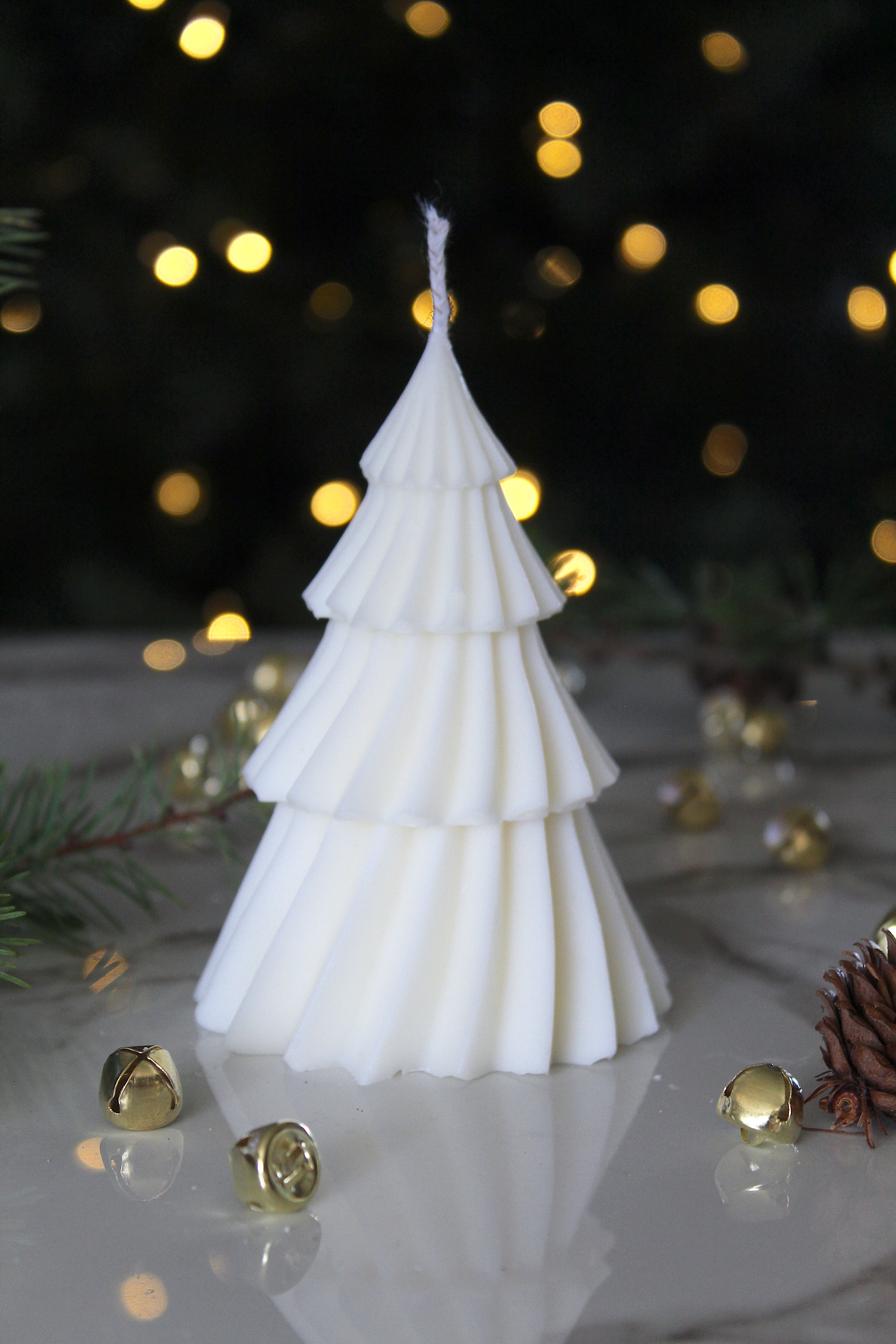 White 5" Christmas Tree Candle
