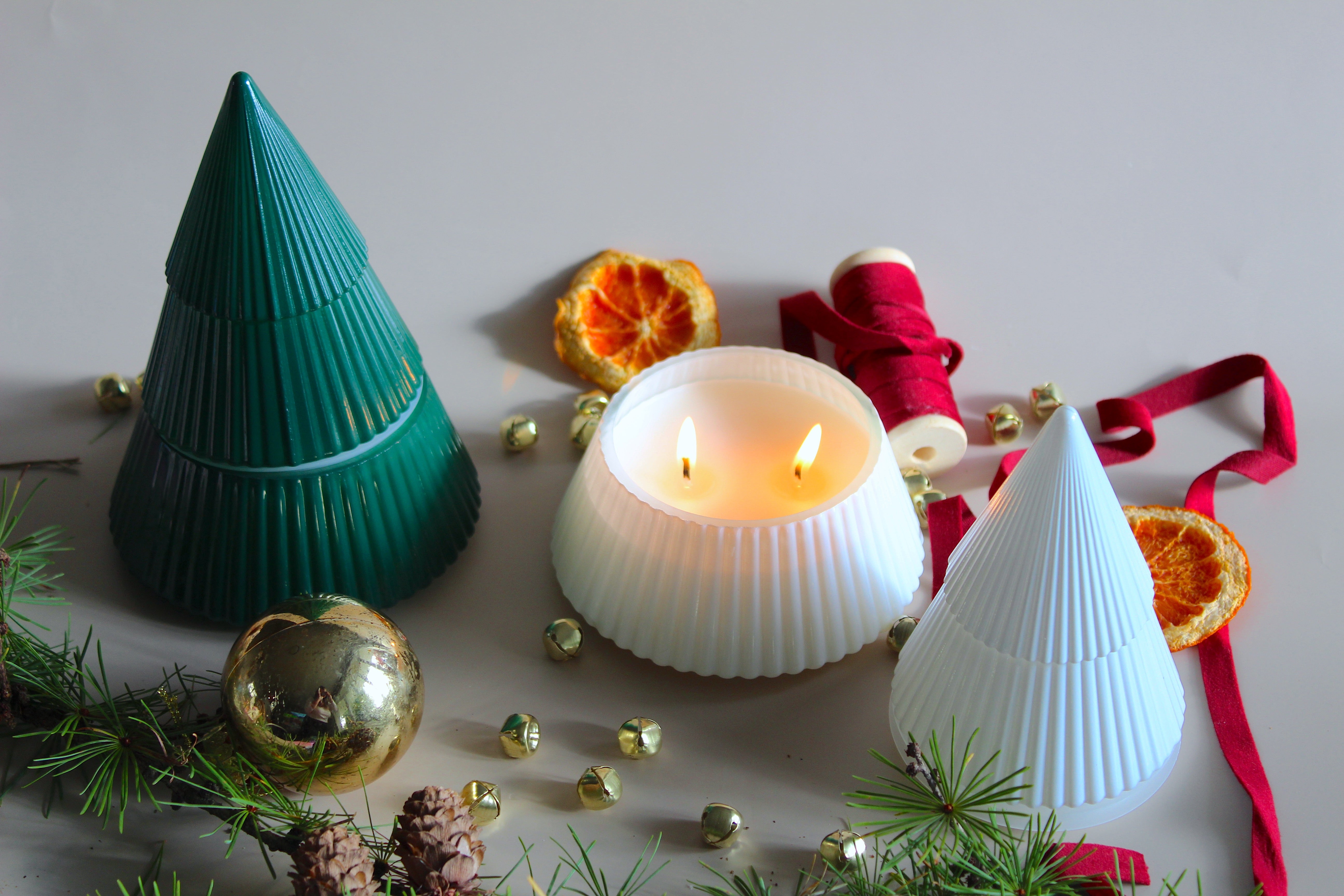 Glass Christmas Tree Candle | Holiday Decor Candle | Festive Gift | Choose Your Scent | Hand-Poured in New England