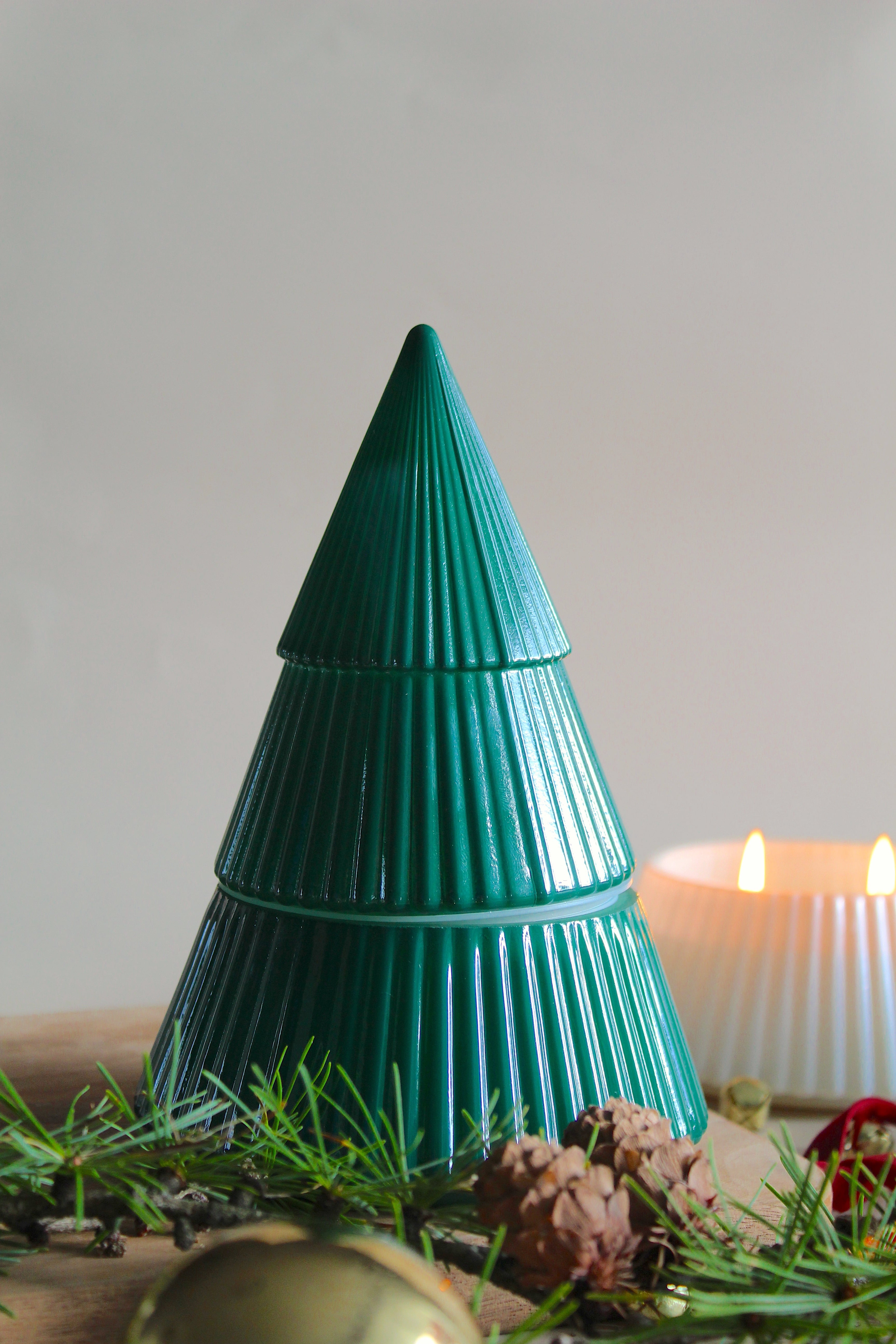 Glass Christmas Tree Candle | Holiday Decor Candle | Festive Gift | Choose Your Scent | Hand-Poured in New England