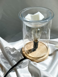 Wax melt warmer : wood & glass vintage bulb